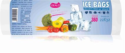 DEALO ICE BAGS SACCH.FRIGO 360PZ 22*32CM HDPE SPESS.8 MICRON