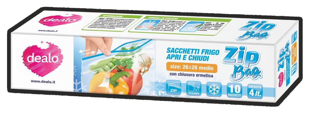 DEALO ZIP BAG 10 SACCHETTI 26*28CM LDPE SPESSORE 50 MICRON