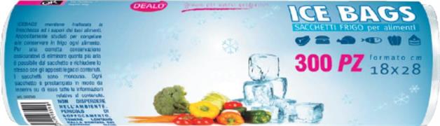 DEALO ICE BAGS SACCH.FRIGO 300PZ 18*28CM HDPE SPESS.8 MICRON