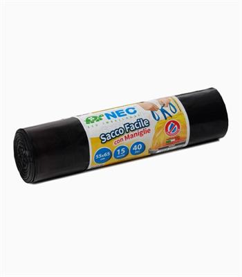 NEC SACCO FACILE PLT NERO PROF.C/MAN 55X65 40LT 15PZ