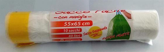 NEC SACCO FACILE HD TRASPARENTE C/MAN 55X65 40LT 10PZ