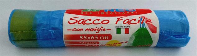 NEC SACCO FACILE HD AZZURRO C/MAN 55X65 40LT 10PZ