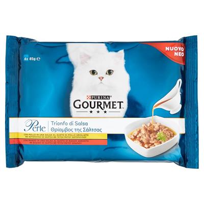 GOURMET PERLE GATTO 4X85GR.MANZO/POLLO