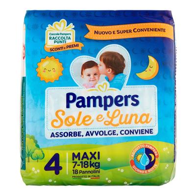 PAMPERS PANNOLINI SOLE E LUNA MAXI X18
