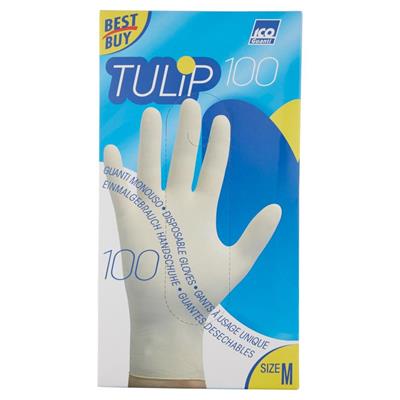TULIP GUANTI FIT BIANCOMONOUSO LATTICE TAGLIA M 100 PZ TC