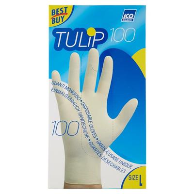TULIP GUANTI FIT BIANCOMONOUSO LATTICE TAGLIA L 100 PZ TC