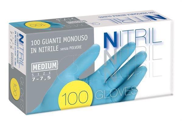 NITRIL GUANTO POWDER FREE BLU MONOUSO TAGLIA M 100PZ ENLX