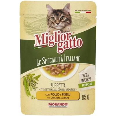 MIGLIORGATTO STRACC.85GR.POLLO/PISELLI