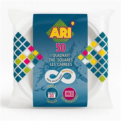 ARISTEA PIATTI QUADRATI 207 RIUTILIZZABILI ARI' 50PZ