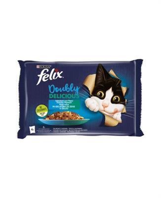 FELIX DOUBLY DELICIOUS SELEZ.PESCI SALMON&SARDIN/TROTA&SGOMB 4X8