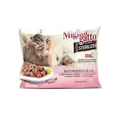MIGLIORGATTO STERILIZED BOCC.CARNE SALSA(AGNELLO-POLLO-TACCHINO)