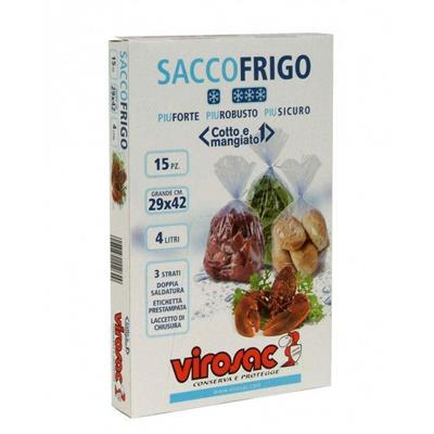 VIROSAC SACCO FRIGO 29X42 CM 5 LT 15 PZ AZZURRO TRASP. LDPE GRAN