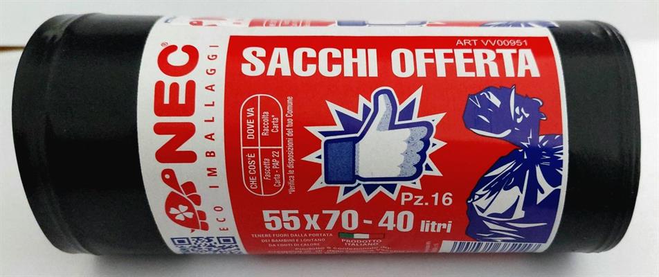 NEC SACCO PLT NERO 55X70 40LT 16PZ