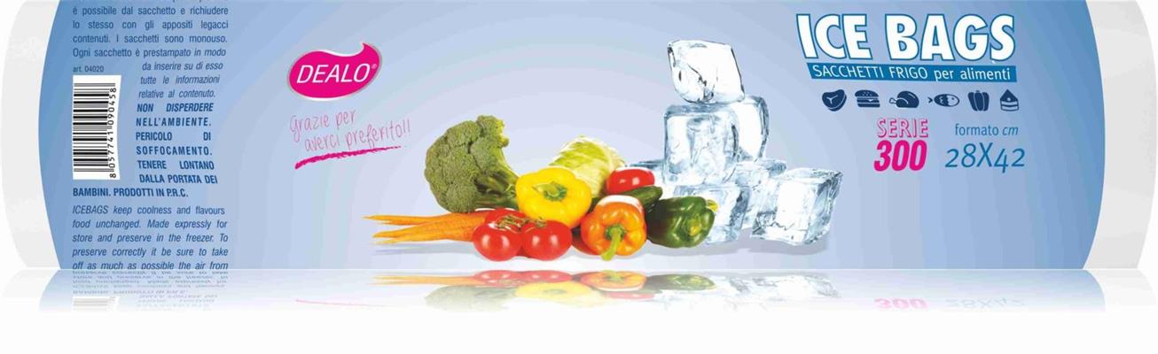 DEALO ICE BAGS SACCH.FRIGO 300PZ 28*42CM HDPE SPESS.8 MICRON