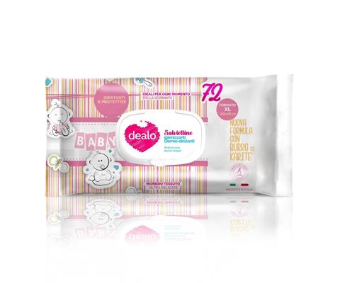 DEALO SALVIETTINE IGIEN.BABY 72PZ.BURRO DI KARITE' GOFFRATE XL