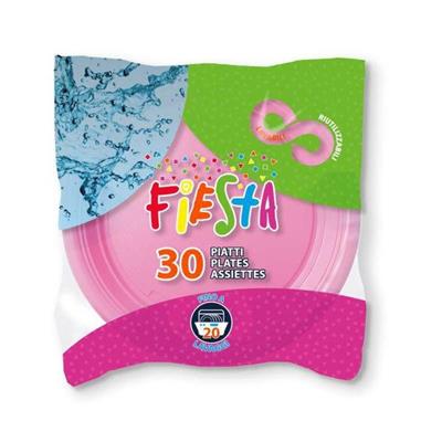 ARISTEA PIATTO PIANO 220MM RIUT.FIESTA ROSA 30PZ
